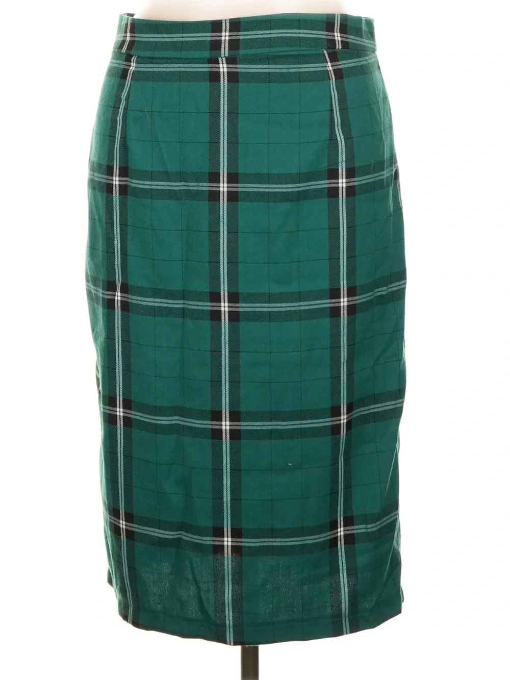 Collectif Classic Green Plaid Pencil Skirt - Tailored Vintage Style, Large, EUC
